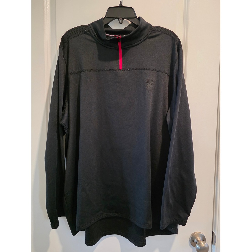 Men's sz XL Spyder Active Black Red Quarter Zip Pullover Ski Performance SPM808U